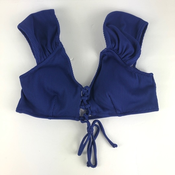 Cupshe Lace Up Bikini Swim Top Blue Small - Picture 5 of 7
